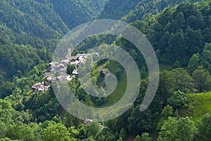 Alpine village landscape. Rimella, Sesia Valley, Italy photo