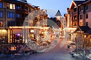 Alpine Village at Night, Mammoth Mountain, California