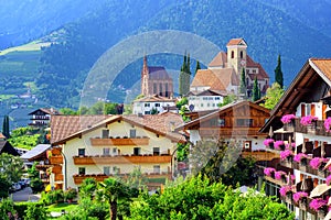 Alpine village Schenna, Meran, South Tyrol, Italy