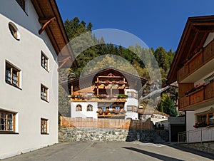 Alpine village of Stulles in province of Bolzano. Municipality of Moos in Passeier, South Tyrol, Italy