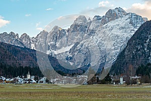 The alpine village of Valbruna, Italy