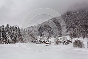 Alpine village in winter