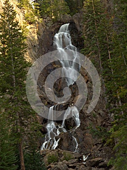 Alpine waterfall in mountain forest