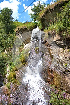 Alpine waterfall in Vals in Switzerland 31.7.2020