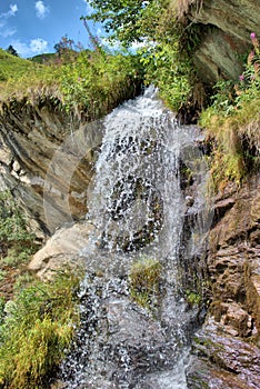 Alpine waterfall in Vals in Switzerland 31.7.2020