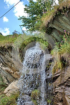 Alpine waterfall in Vals in Switzerland 31.7.2020