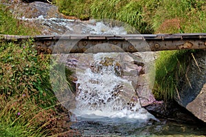 Alpine waterfall in Vals in Switzerland 31.7.2020