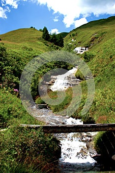 Alpine waterfall in Vals in Switzerland 31.7.2020