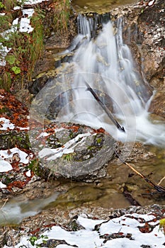 Alpine waterfall in winter