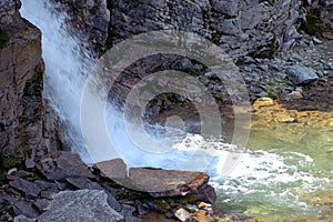 Alpine waterfall in Zervreila in Switzerland 31.7.2020