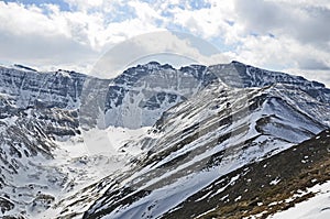 Alpine winter glacial valley