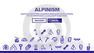 Alpinism And Mountaineering Equipment Vector Linear Icons Set