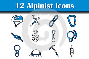 Alpinista conjunto compuesto por iconos 