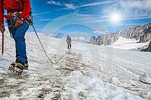 Alpinist on the Mount Blanc glacier