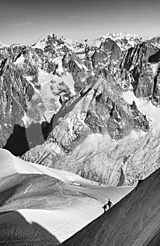 Alpinists climbing in Haute Savoie, France