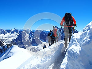 Alpinists in French Alps