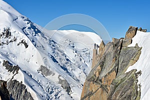 Alpinists climbing Arete du Cosmique photo