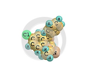 Alprazolam molecule isolated on white