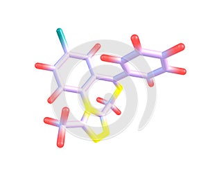 Alprazolam molecule isolated on white