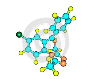 Alprazolam molecule isolated on white