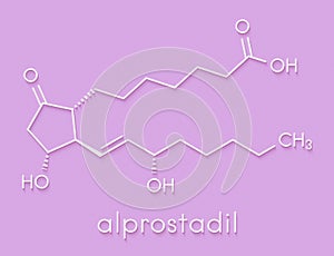 Alprostadil prostaglandin E1 erectile dysfunction drug molecule. Skeletal formula. photo