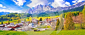 Alps landscape in Cortina D` Ampezzo panoramic view photo