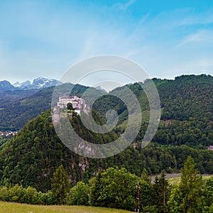 Alps mountain castle summer view