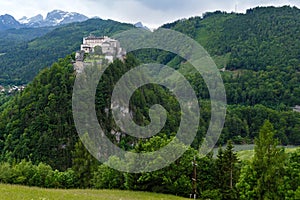 Alps mountain castle summer view
