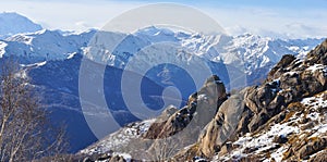Alps mountain panorama and rocks