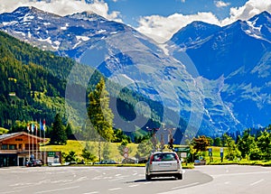 The Alps mountain. Tyrol. Motorway road