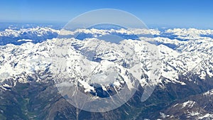 Alps mountainrange from above