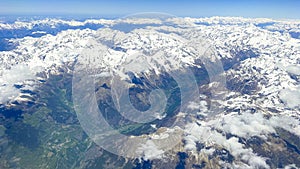 Alps mountainrange from above