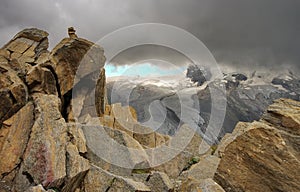 Alps Mountains and Gorner Glacier in the background, landmark attraction in Switzerland