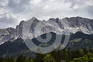 Alps, mountains with stormy skies, leaden heavy skies