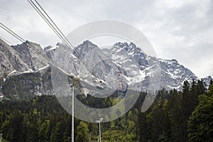 Alps, mountains with stormy skies, leaden heavy skies