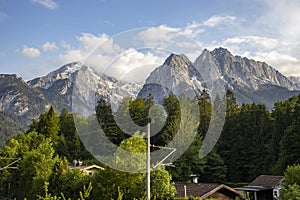 Alps, mountains with stormy skies, leaden heavy skies