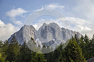 Alps, mountains with stormy skies, leaden heavy skies