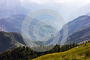 Alps mountains summer view from Mangart peak, Slovenia