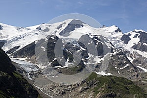 Alps in Switzerland with Glacier lake near Susten