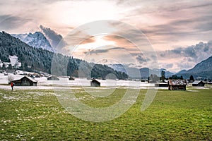 Alps, view from Loisach Valley, Garmisch-Partenkirchen