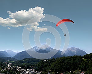 Alps: Watzmann, Berchtesgaden & Paraglider photo
