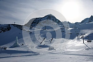 Alps winter view with ski lift