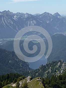 Alpsee lake from Tegelberg mountain, Bavaria, Germany