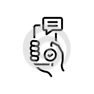 Black line icon for Already, beforehand and message