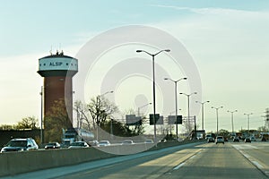 Alsip Water Tower with Traffic