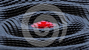 Black Hexagonal Array with Red Center - 3D Render