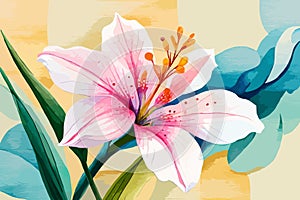 Alstromeria flower watercolor art and illustration created with ai