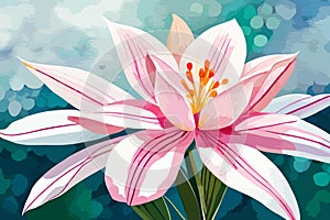 Alstromeria flower watercolor art and illustration created with ai