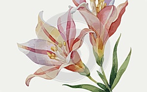 Alstromeria flower watercolor art and illustration created with ai