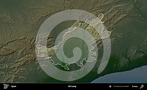 Alt Camp highlighted, Spain. Physical